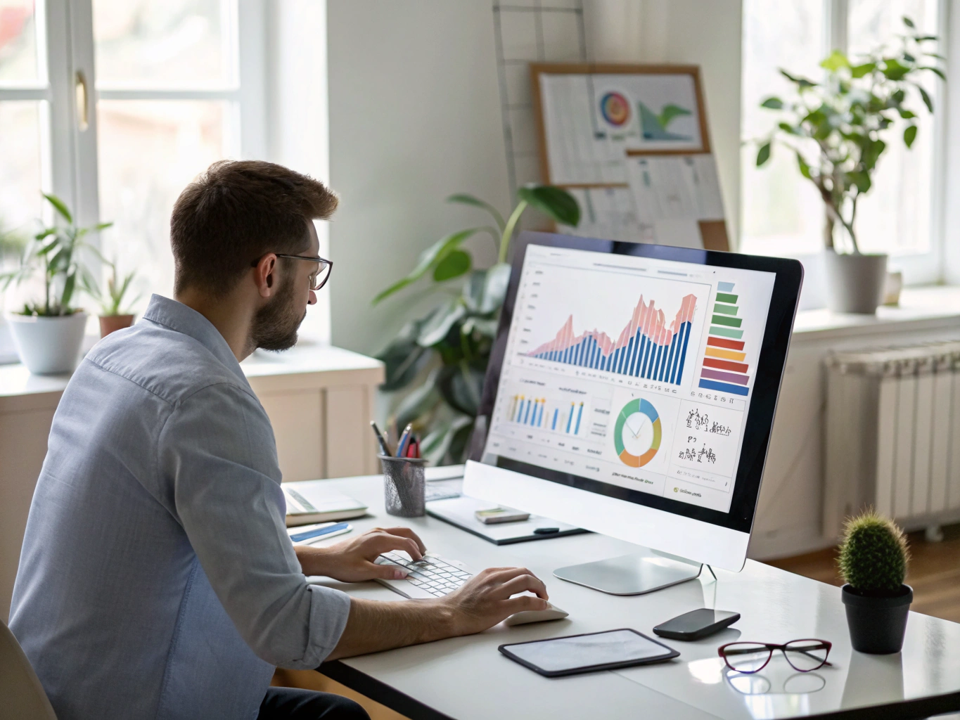 Marketing strategist reviewing performance data on a laptop