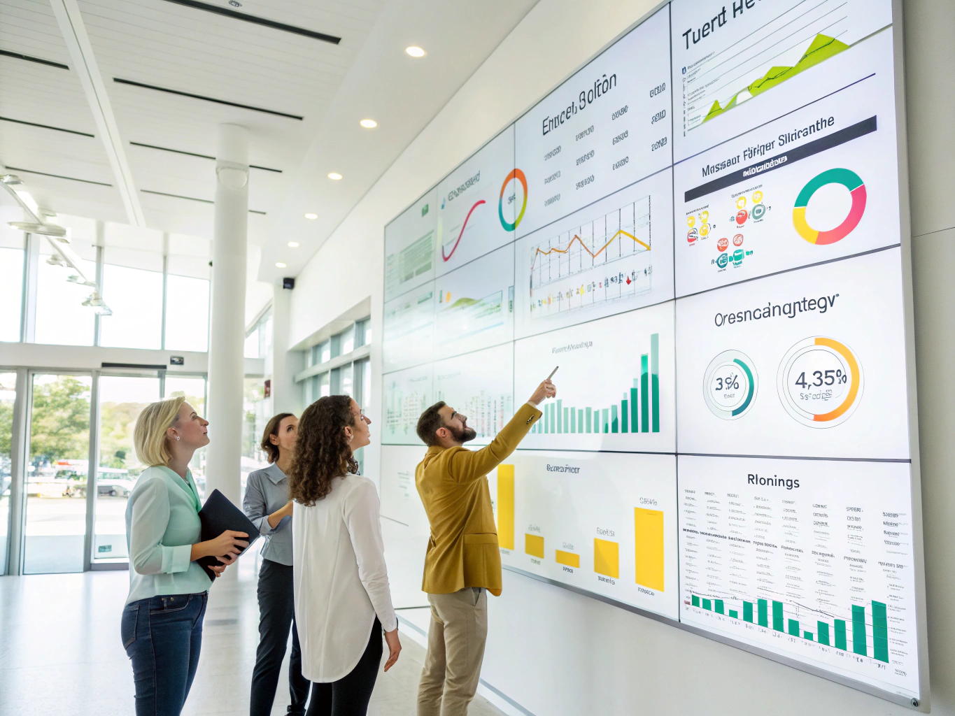 Digital dashboard showing positive growth metrics and lead flow